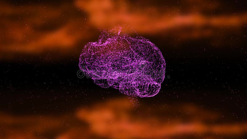 4k animation of brain in fire, glowing and burning under pressure of thoughts and inventions. stock illustration