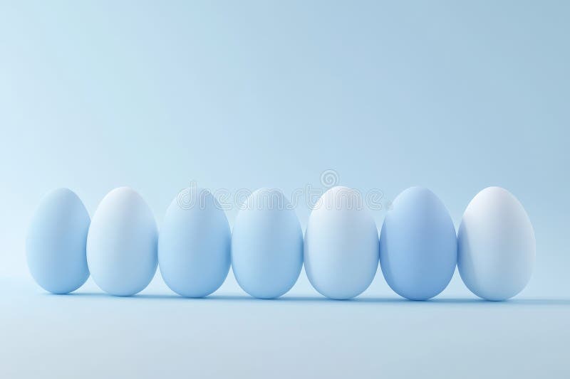 The concept of a minimal Easter idea is depicted by blue monotone eggs on a blue-colored background royalty free stock images