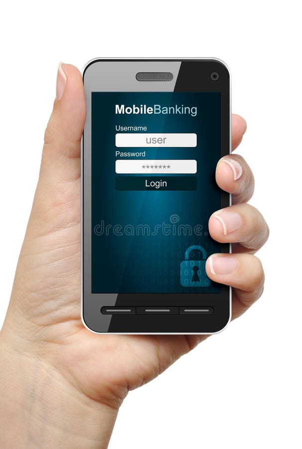 Concept mobile d'opérations bancaires photographie stock Concept mobile d'opérations bancaires photographie stock