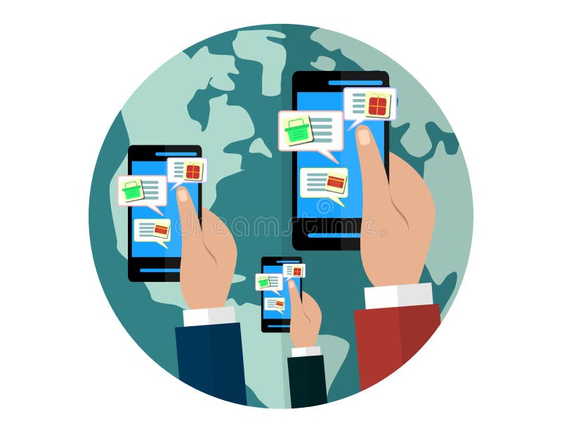 Concept mobile et en ligne de boutique Mains tenant des smartphones Vente de Digital, magasin, achats de commerce électronique illustration de vecteur Concept mobile et en ligne de boutique Mains tenant des smartphones Vente de Digital, magasin, achats de commerce électronique illustration de vecteur