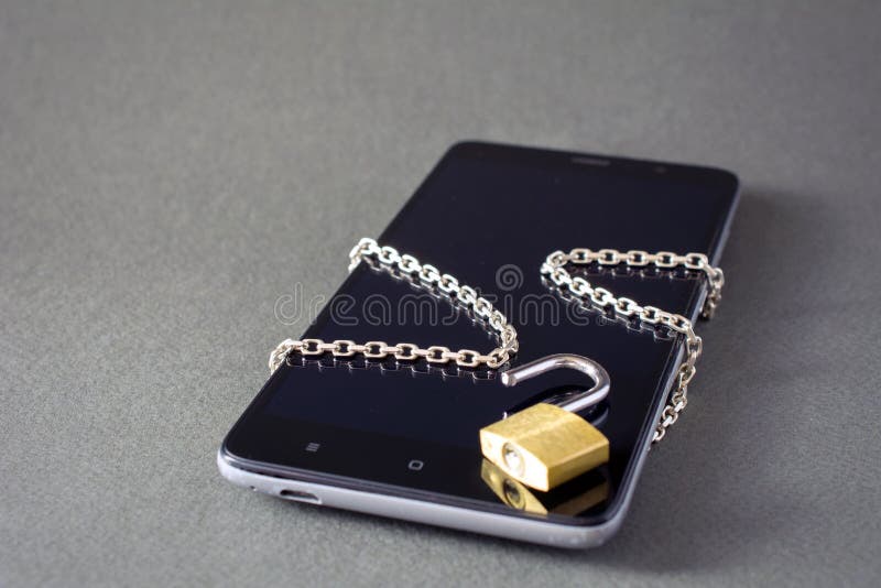 Concept of mobile phone security stock image