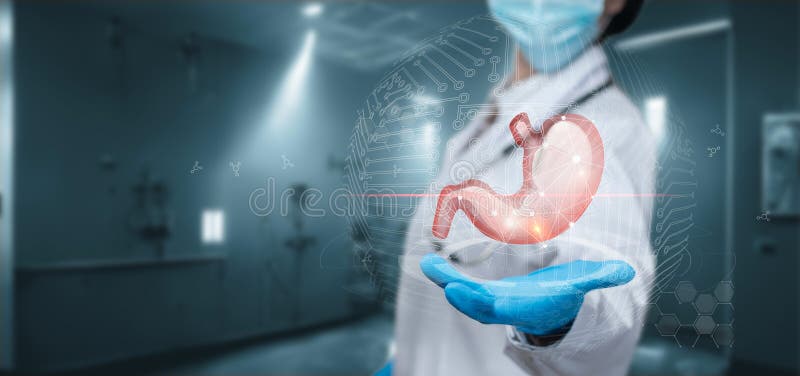 Modern methods of examining the patient stomach stock photography