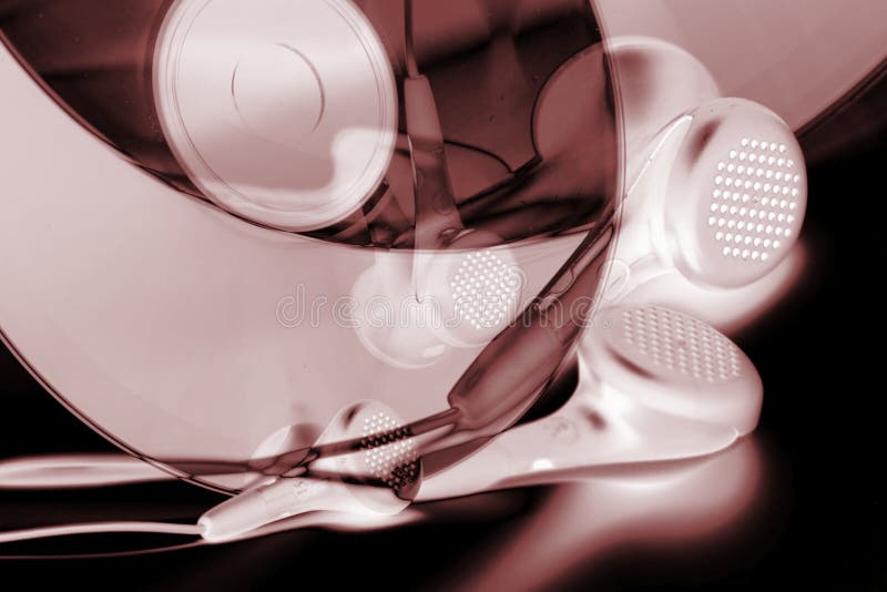 Cd, earphone, concept of mp3 music