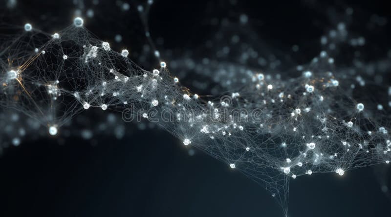 The concept of network connectivity. Virtual reality illustration, Abstract background with moving lines and 3d stock illustration
