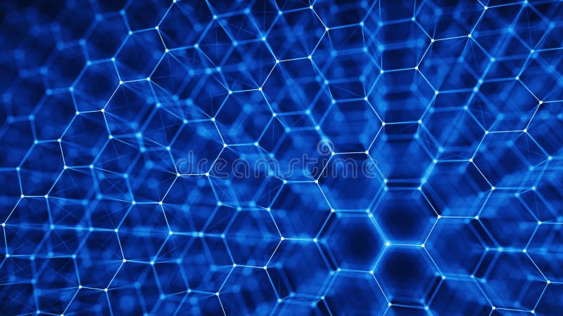 Concept of Network, internet communication - 3d hexagonal grid background vector illustration