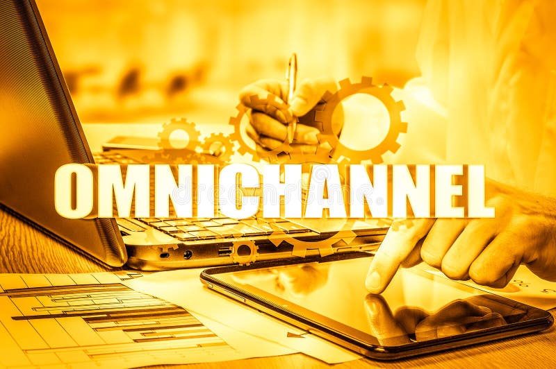 The concept of Omnichannel between devices to improve the performance of the company. Innovative solutions in business stock images The concept of Omnichannel between devices to improve the performance of the company. Innovative solutions in business stock images