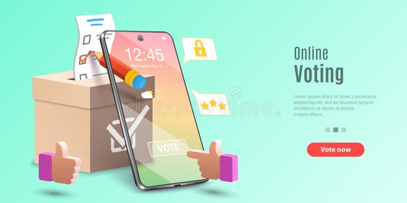 Concept of Online Voting App, E-voting, Internet Election System. royalty free illustration
