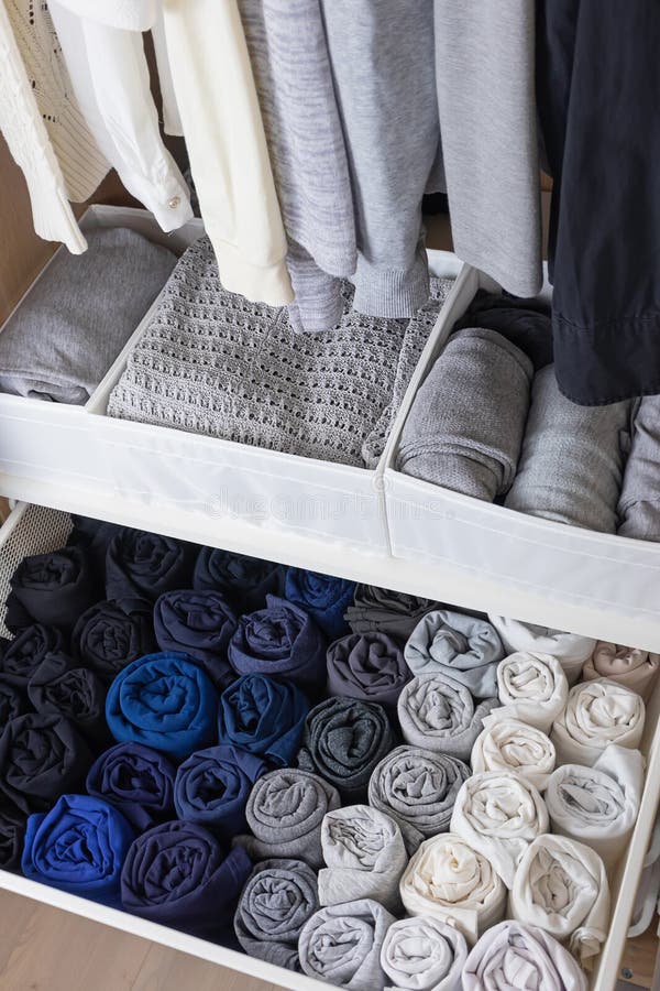 The concept of organizing space in the wardrobe.