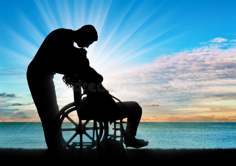 Concept of a person with a disability in the family royalty free stock image Concept of a person with a disability in the family royalty free stock image