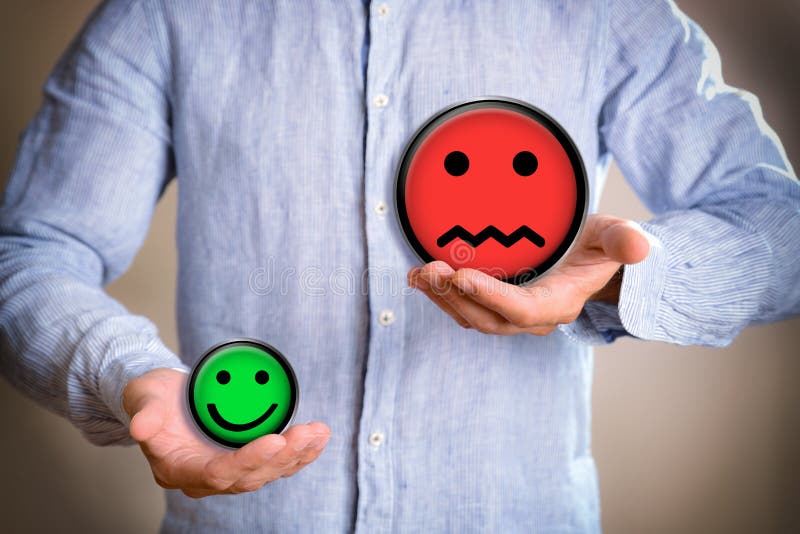 Concept of Person Valuing Negatively with Colorful Emoticon