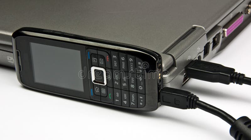 Concept phone connected to laptop via usb cable