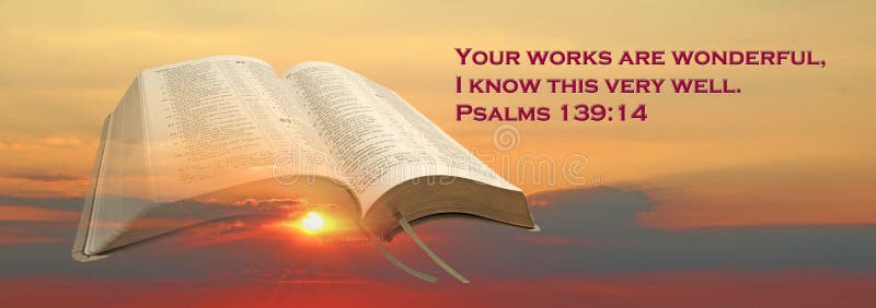 Concept photo of open holy bible gods word set against a sunset clouds background ideal for text etc. Concept photo of open holy bible gods word set against a sunset clouds background ideal for text etc.