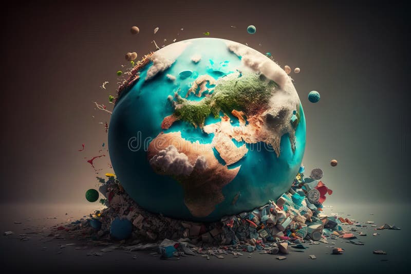 Concept of Plastic World. Earth Contamination with Garbage, Generative