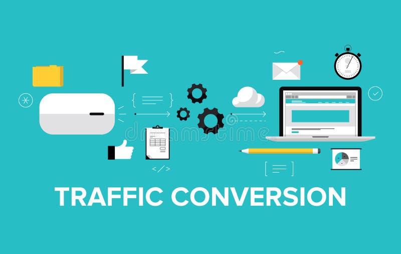 Concept plat d'illustration de conversion du trafic illustration de vecteur Concept plat d'illustration de conversion du trafic illustration de vecteur