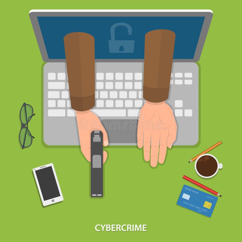 Concept plat de vecteur de cybercriminalité illustration de vecteur Concept plat de vecteur de cybercriminalité illustration de vecteur