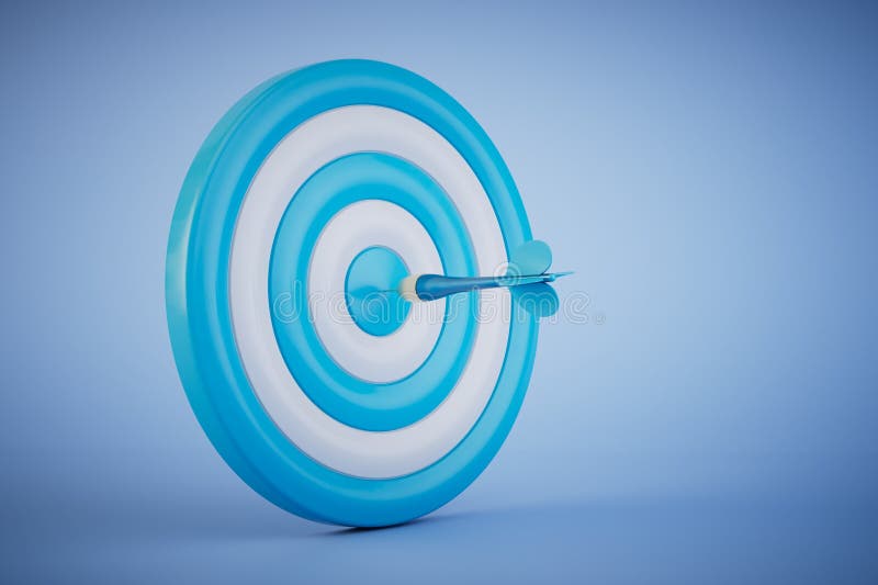 The Concept of Playing Darts. a Dart Board and a Blue Dart on a Blue