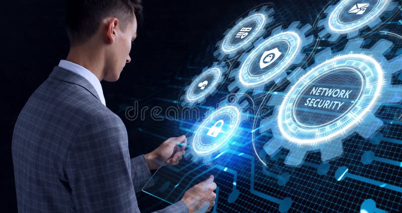 Concept privind protecția datelor în domeniul securității informatice. securitate rețea stock image