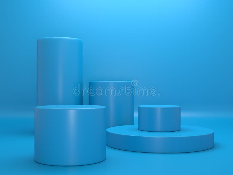 Concept product shelf podium blue color or empty pedestal display on vivid fashion background with minimal. 3D rendering vector illustration