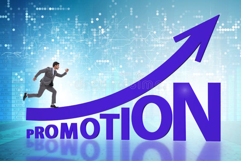 Concept of promotion with businessman royalty free stock image Concept of promotion with businessman royalty free stock image