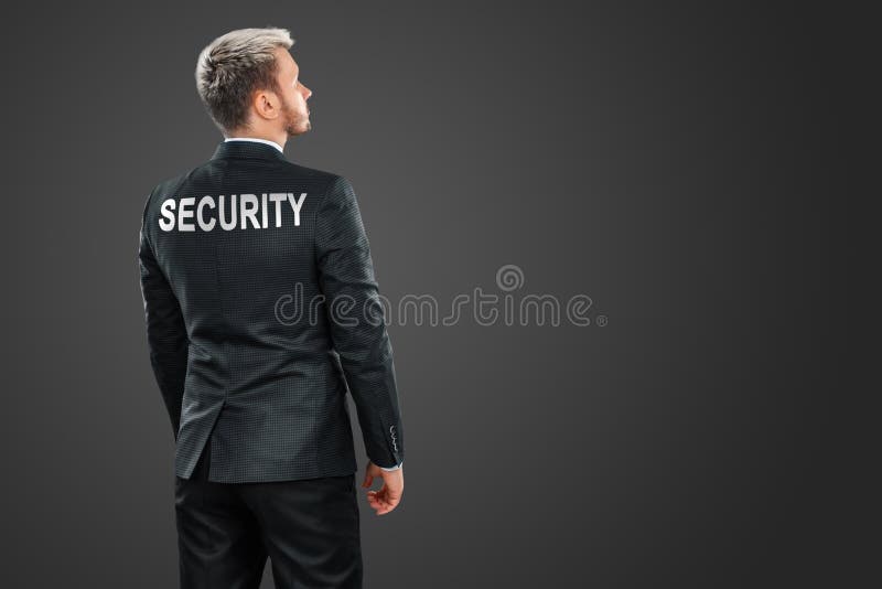 Concept of Protection, a Man with the Inscription Protection Security