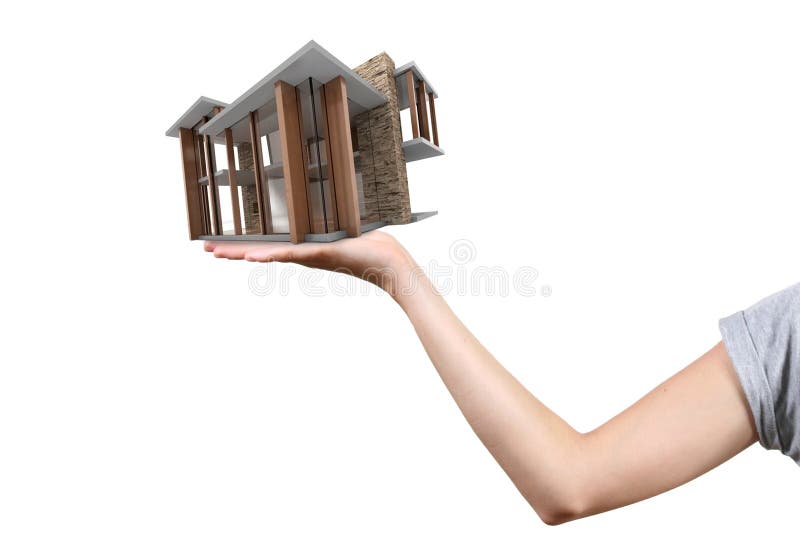 Concept of real estate business: house on the hand