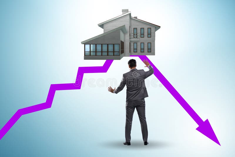 Concept of Real Estate Price Bubble Bursting Stock Illustration