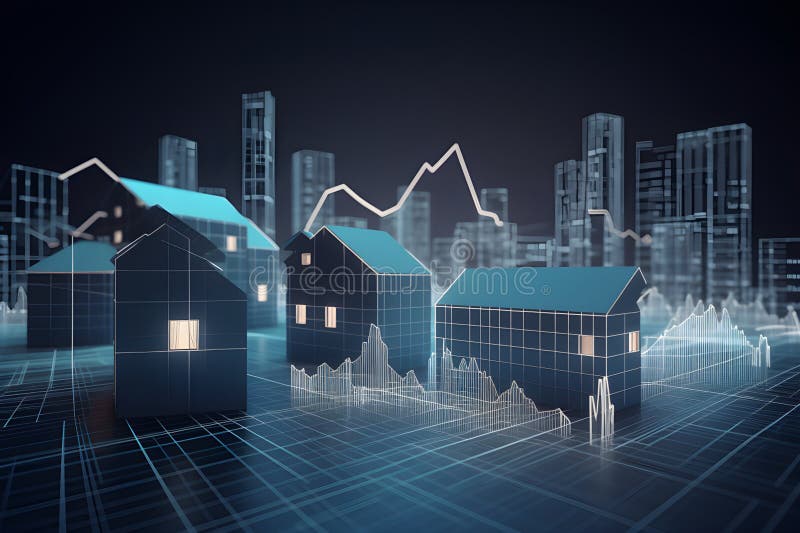 Concept Real Estate property investments , REIT , graph virtual. Generative AI vector illustration