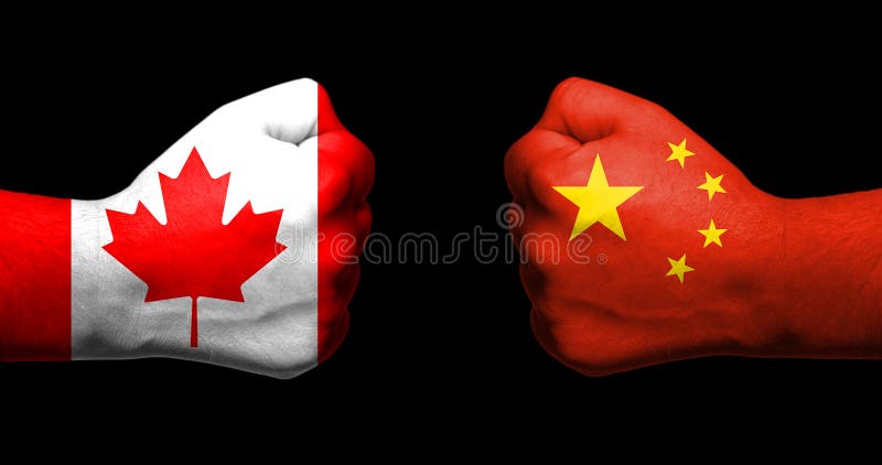 China and Canada Conflict. Country Flags on Broken Wall Stock Image - Image  of battle, background: 188104333