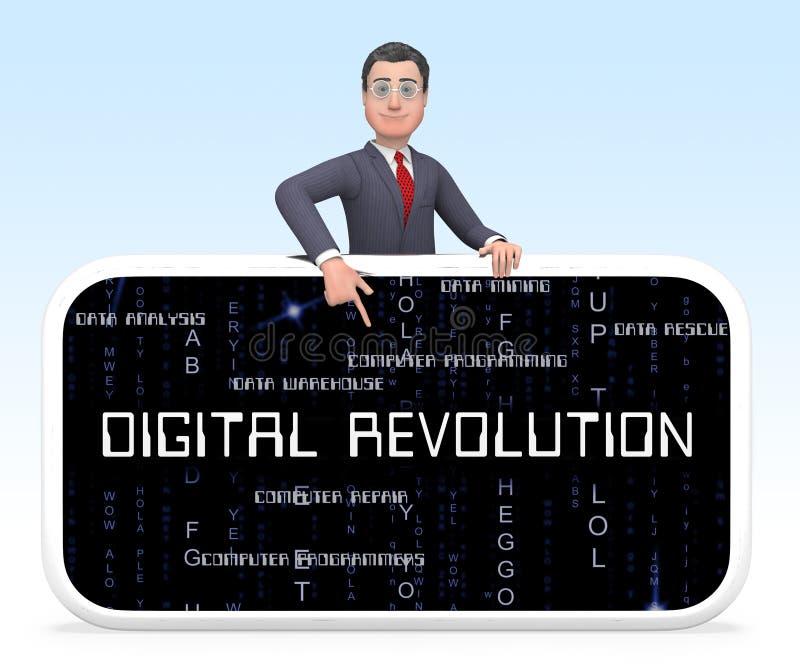 Concept revoluție digitală futurist industrie 3d ilustrare stock illustration