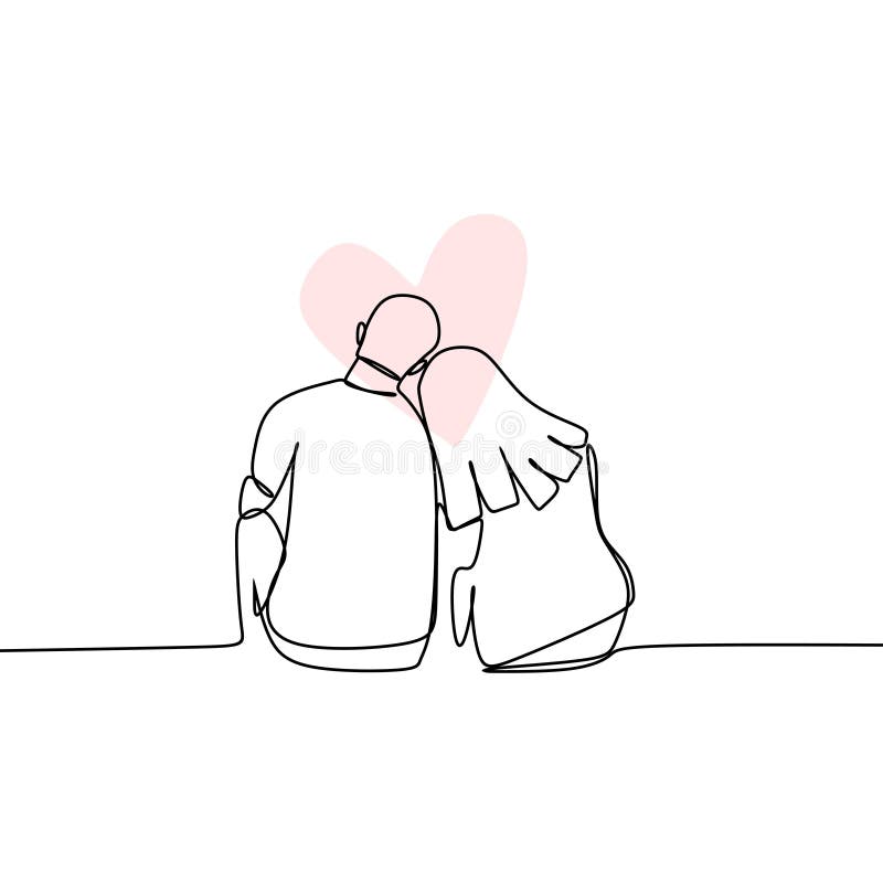 Couple Love Romantic Vector Hd Images, Continuous Line Drawing Of