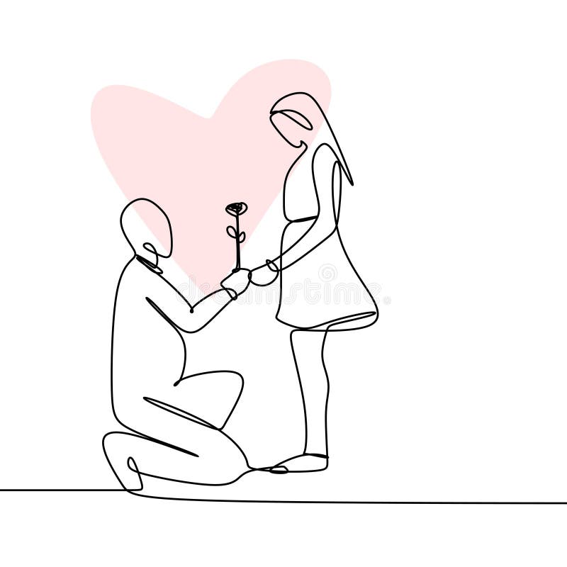 Couple Love Romantic Vector Hd Images, Continuous Line Drawing Of