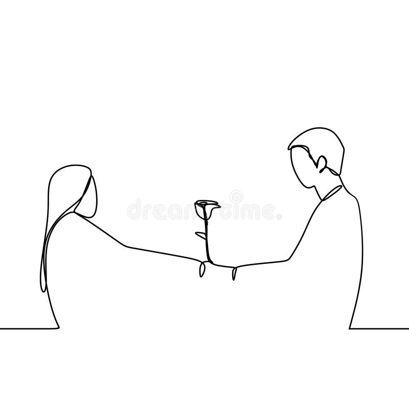 Drawing a continuous line of romantic couple Vector Image