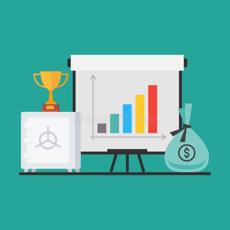 Concept Safe Money Flip Chart Cup Success vector illustration