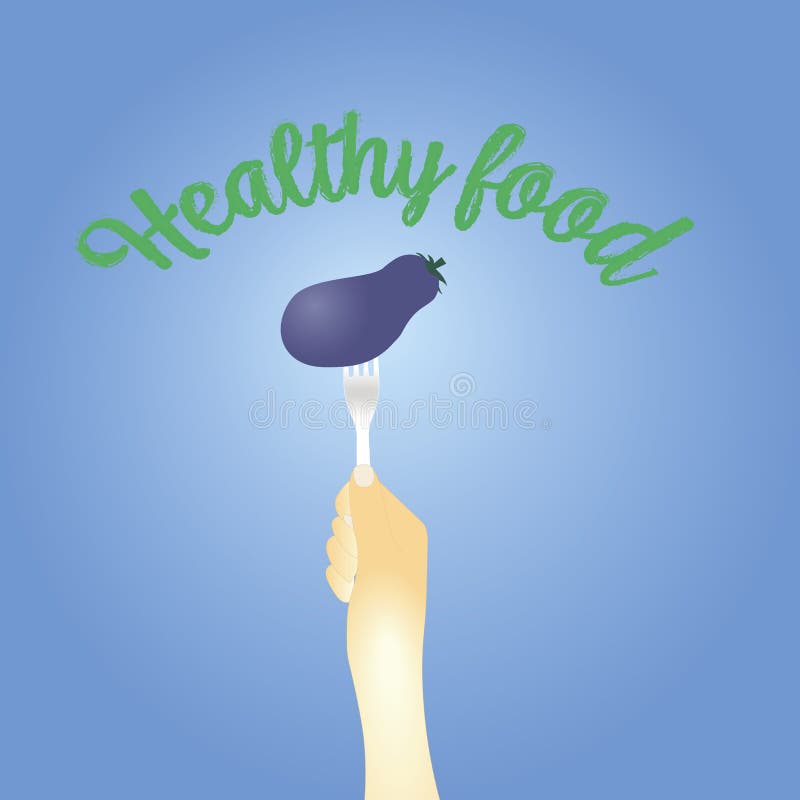 Concept sain de consommation aubergine sur la fourchette Illustration de vecteur illustration de vecteur Concept sain de consommation aubergine sur la fourchette Illustration de vecteur illustration de vecteur