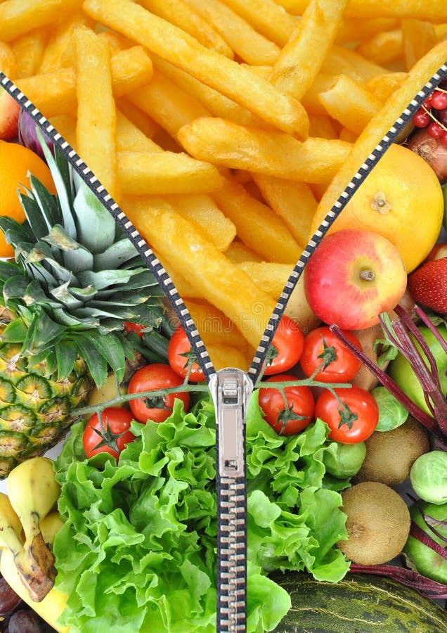 Concept sain et malsain de régime image stock Concept sain et malsain de régime image stock