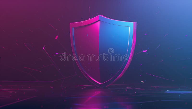 Concept Of Securing Data With Cybersecurity Technology And The Gdpr. Digital Shield On Abstract Background. 3d Rendering vector illustration