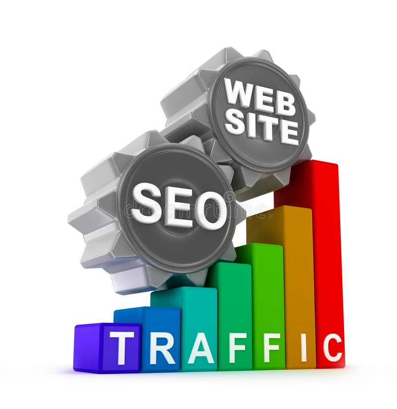 Concept seo cu grafic colorat stock illustration