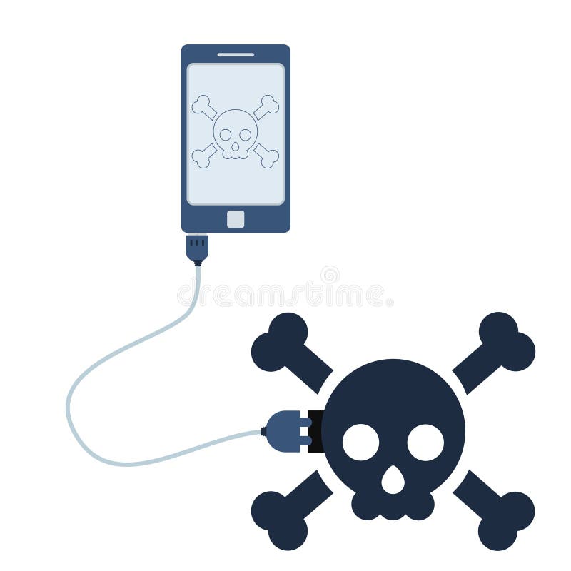 Concept skull automation using cell phone vector illustration Concept skull automation using cell phone vector illustration
