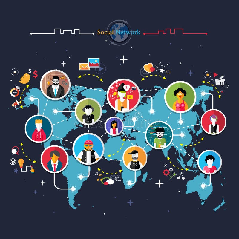 Concept social de connexion réseau de medias illustration stock Concept social de connexion réseau de medias illustration stock