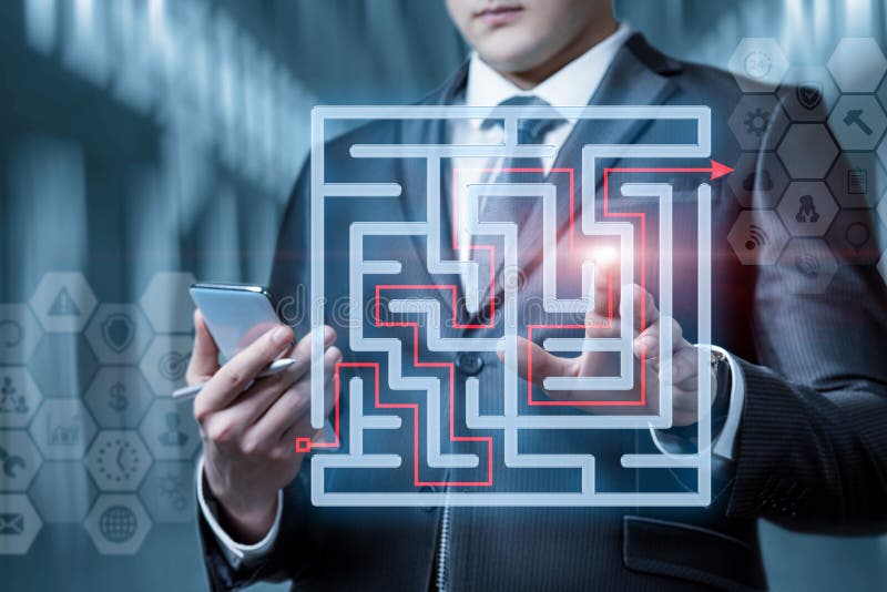 Concept of solving complex business problems using mobile devices royalty free stock images