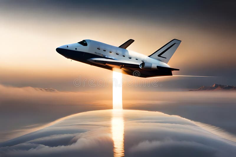 A Space Shuttle Taking Off into the Sky with Smoke and Clouds Around it