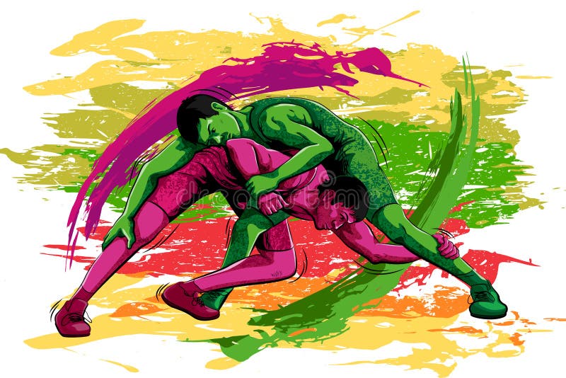 Concept of sportsman doing Wrestling. Vector illustration