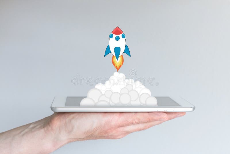 Concept of successful mobile computing business or strategy, e.g. for app development or business startups. royalty free stock images Concept of successful mobile computing business or strategy, e.g. for app development or business startups. royalty free stock images