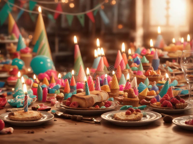 Concept Of Table Setting Of Birthday Party. Generative AI