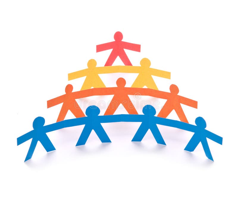 Concept of teamwork, colorful paper dolls stock images