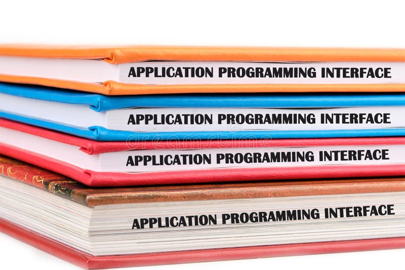 The concept of technology and development. Phrase, words, text APPLICATION PROGRAMMING INTERFACE on the ends of the royalty free stock image
