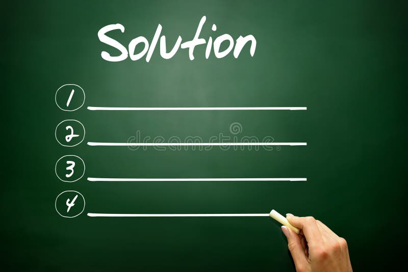 Concept tiré par la main de liste de blanc de solution sur le tableau noir image libre de droits Concept tiré par la main de liste de blanc de solution sur le tableau noir image libre de droits