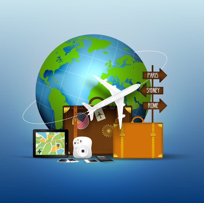 The Concept Travel the World on the Airplanes Stock Vector ...