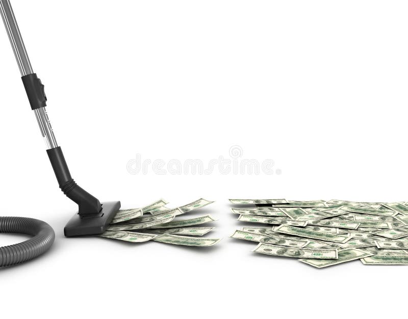 Concept With Vacuum Cleaner Sucking Money Stock Illustration Image