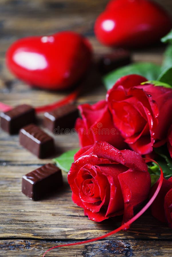 Concept of Valentine`s day with red roses